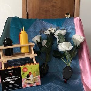 Condiment holder & solar lights